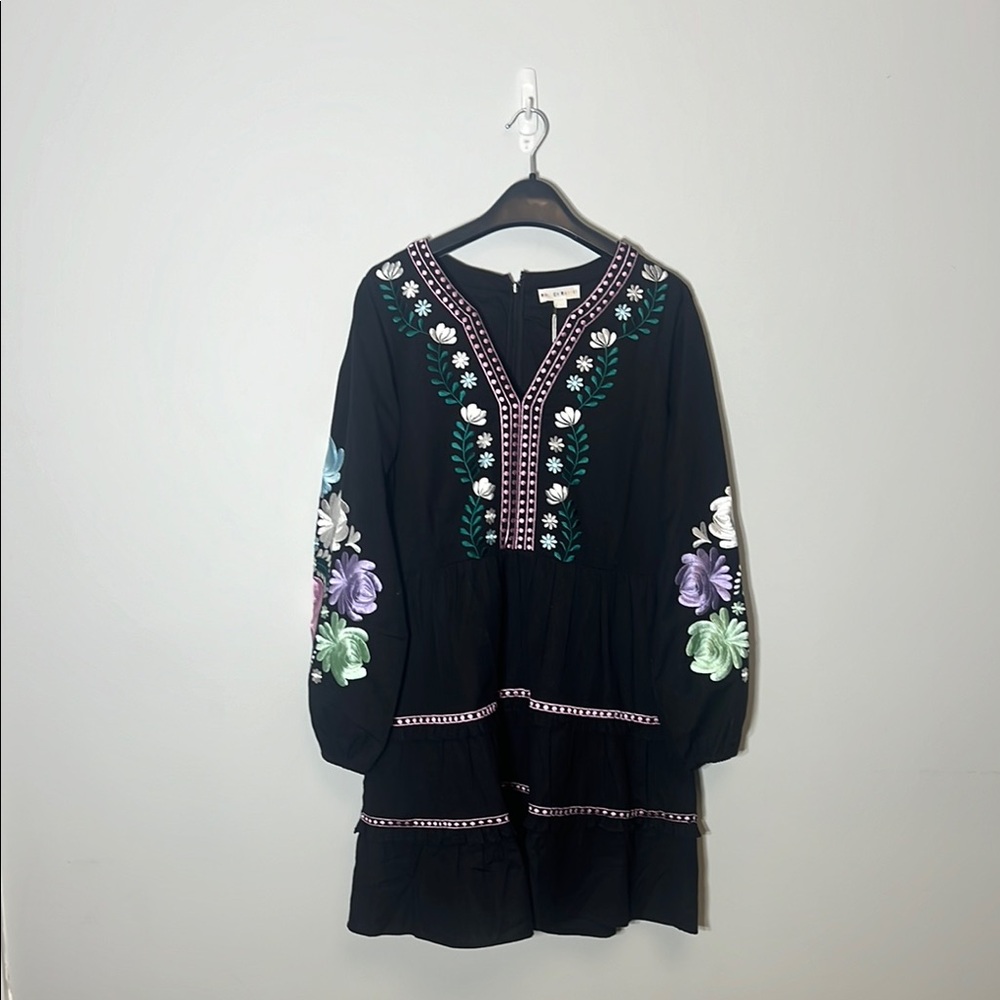 Multicolored Embellished Knee-Length Dress